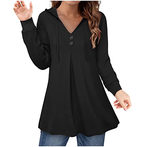 Longshirt Damen mit Kapuze Herbst Winter Langarm Hoodie Kapuzenpullover...