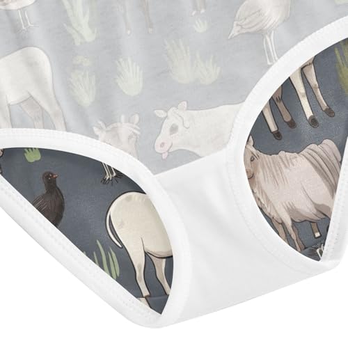 Kids Underwear Girls, Farm Themed Animals Toddler Girl Panties, Girls Cotton Underwear, 2T–8 Years4
