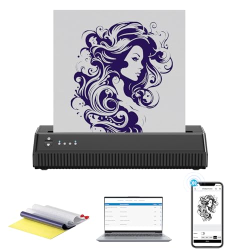 MOKOHOA Thermocopieur Tatouage Imprimante de Transfert tatouage Machine Bluetooth avec 10 Feuilles...