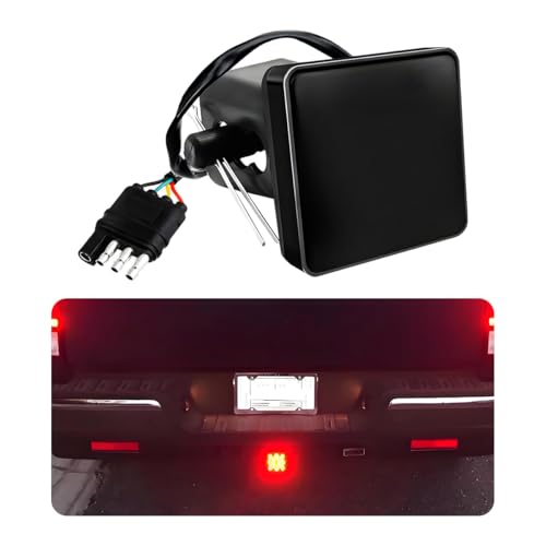 MUQIDA 15 LED Brake Light Trailer Hitch Cover, Super Bright Automotive Lens Square Tail Light, Waterproof Tow...