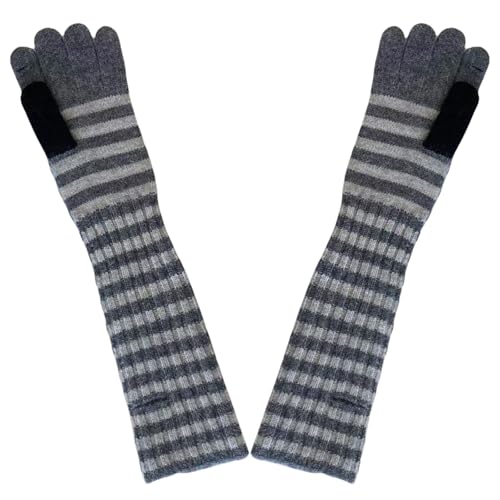 YYYEYUAN Long Gloves, Trendy Warm Thermal Gloves, Knitted Stylish Gloves with Touchable Screen Function, for Cold Weather Winter Cycling Skiing
