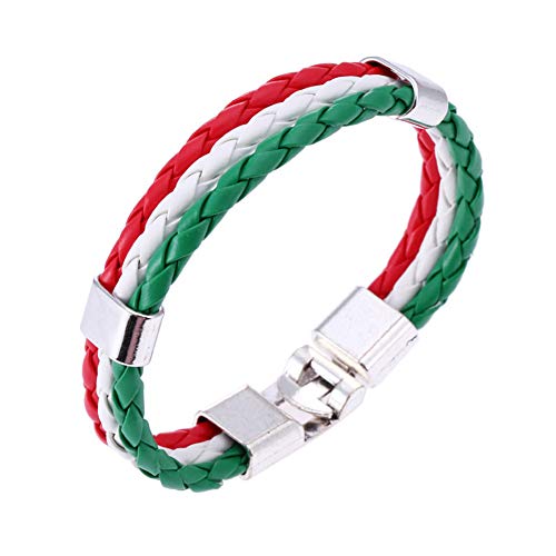 Adoolla Bracelet en cuir tressé avec drapeau national en alliage de cuir pour homme et femme Cover