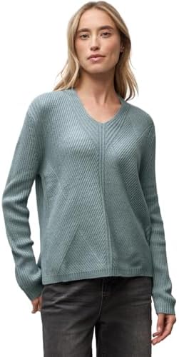 Street One V-Neck Strukturpullover nile Blue Mel. 36