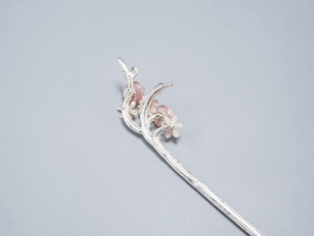 Haarschmuck, Vintage-Haarstäbchen, Haarnadel, S925-Silber, chinesische Haarstäbchen, elegante, verzierte Cloisonné-Haarstäbchen aus Bambusblättern, lang, Unisex-Haarknoten-Zubehör for Braut, Frauen, M
