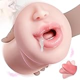 Vibrating Licking Male Masturbation for Men Orgasm,Masturbation Toy Stroker for Oral Sex，Deep Throat Blow Job Stroker with Tongue and Teeth,Lifelike Realistic Male Masturbator Men Sex Toy