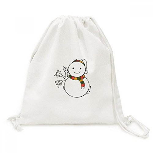 Toile drawstring backpack météo bonhomme de neige sac de voyage