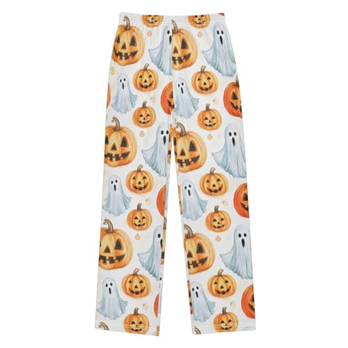 Pajama Pants Pumpkins White Ghosts Halloween PJ Bottoms Sleepwear Lounge Sleep Pant with Pockets