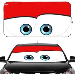 Gven Windshield Sun Shade Universal Fit for Car Window Sunshades Cover Automotive Interior Sun Protector Accessories for Compact& Midsize Sedan,Com& Subcompact SUV,Small Pickup,Wagon(Red, S)