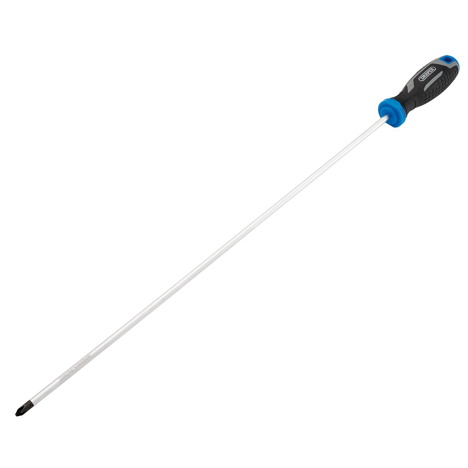 Draper Phillips Soft Grip Screwdriver, PH2 x 450mm - 13363 - Magnetic Tip, CRV Blade, Grey and Black