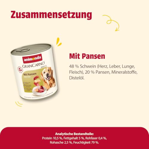 animonda GranCarno Adult Hunde Nassfutter mit Pansen (6x800g)
