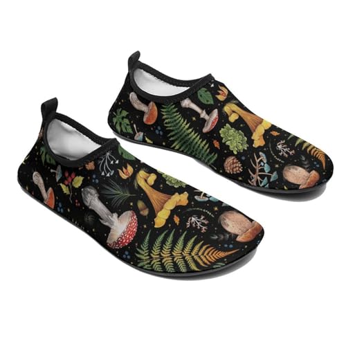 Vintage Mushroom Print Water Shoes Men Womans Non Slip Water Shoes Quick Dry Barefoot Aqua Socks Beach Shoes Outdoo