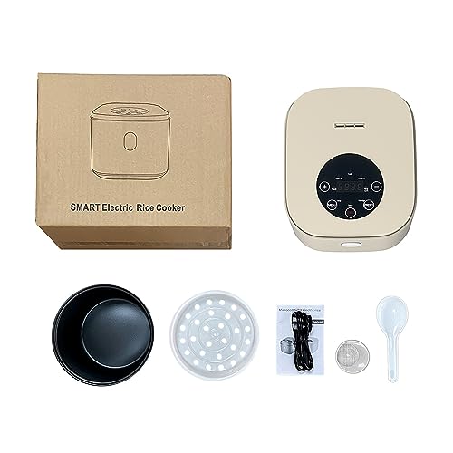 2.5L Mini Rice Cooker Steamer with Removable Nonstick Pot, Keep Warm Function Recipe Guide, Household Small Rice Cooker,Beige