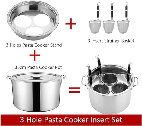 Olla para Pasta - Olla de Acero Inoxidable para cocinar Pasta con Cesta coladora, Juego de ollas para cocinar ñoquis de Verduras para la Cocina del hogar.