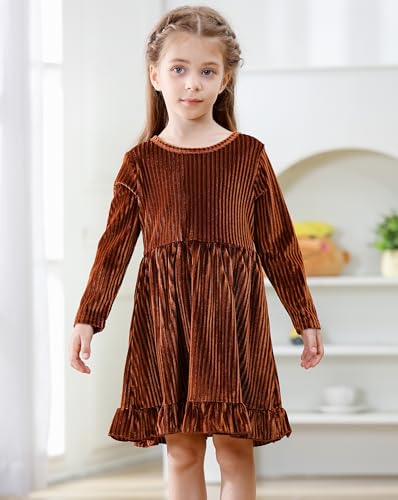 Little Girl Dress Velvet Long Sleeve Dress Girl Fall Winter Party Dresses 3-8T2