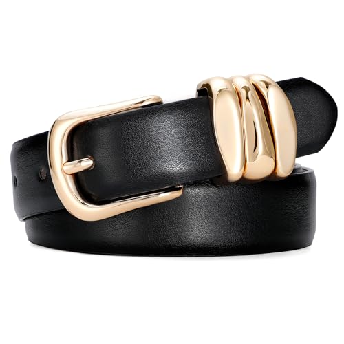 SANSTHS Belts for Women for Jeans Pants Dresses, Plus Size Belts for Women with Fashion Gold Buckle