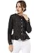 Allegra K Women's Peplum Denim Jackets Collarless Round Neck Button Down Cropped Ruffle Hem Jacket Large Black
