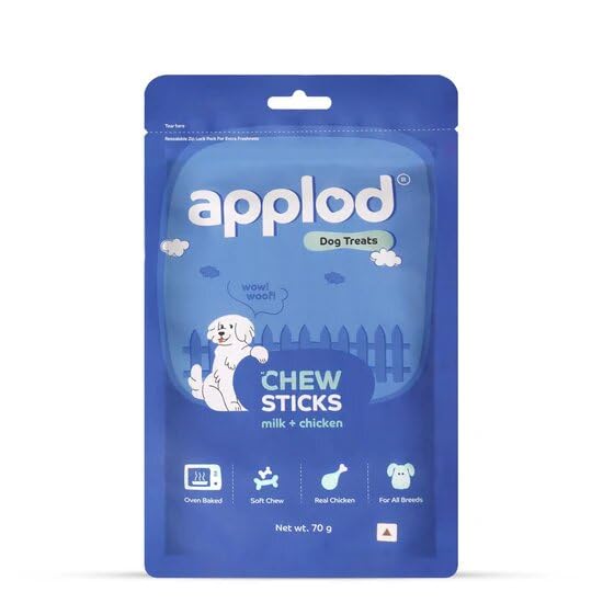 Image of Soft Milk & Chicken Chew Sticks for Puppies & Adult Dogs | Gentle Easy-to-Digest Training Treats for Small Breeds | Healthy & Chewy Dog Snacks | Pack of 2 | 70g x 2