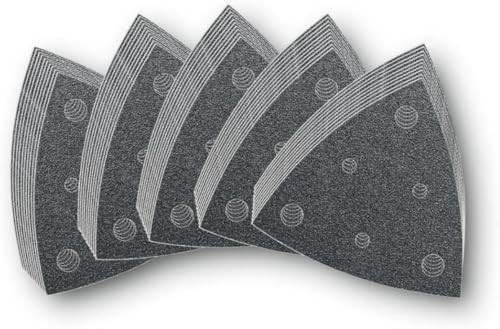 Feuille abrasive triangulaire Fein perforée pour éviter la poussière fine et l'encrassement