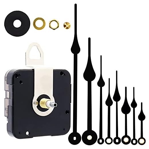 TIKROUND 12888 Quartz DIY Wall Clock Movement Mechanism Battery Operated DIY Repair Parts Replacement with 4 Sets Hands Total Shaft Length 23/32 inch .…