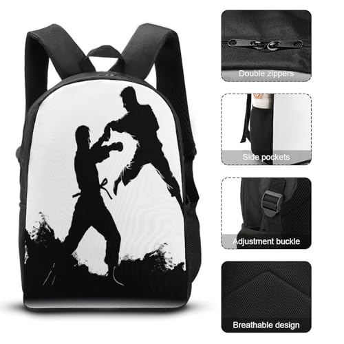 Kickboxing 3pcs Lightweight Travel Backpack Printed Backpack With Lunch Pack Storage Box Case3