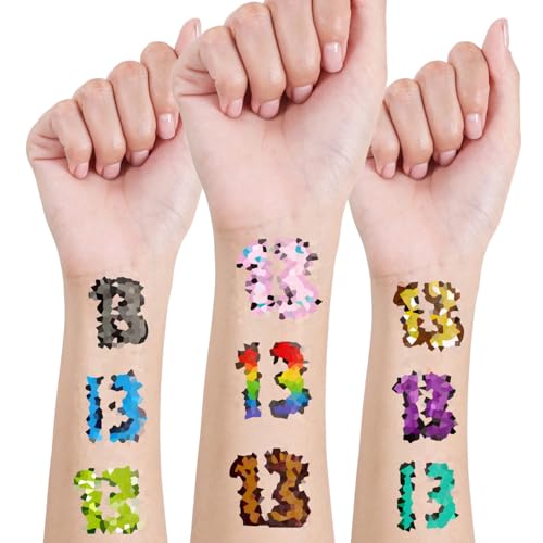 Tatuajes Temporales 50 Tatuajes Musical, Tatuajes Números Suerte 13, Tatuajes Temporales Adultos y Niños, Tatuajes Cumpleaños Juegos, Divertidas Regalo