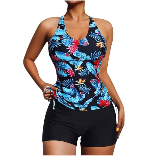 Ensemble tankini gainant le ventre premium imprimé floral rose et shorty de bain taille M
