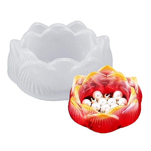 JuanYa Lotus-Form Epoxidharz Gießformen, Box Aschenbecher Silikon Harz Form, Kerzenhalter Form Tablett Schmuck Aufbewahrungsplatte, DIY Handwerk Gießform Werkzeuge Home Decor
