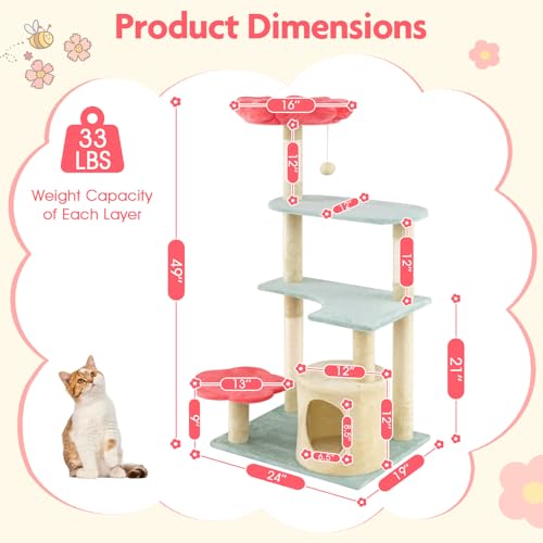 Árbol para Gatos Tangkula 49 in Floral con Rascador y Plataforma miniatura 3