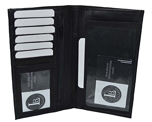 Leatherboss Genuine Leather Checkbook cash credit card holder 3 in 1 wallet for men women, Black2