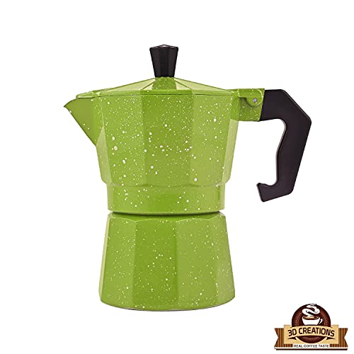 Image of 3D CREATIONS Aluminium Espresso Stove Percolator Polished Cups (Green, 9 Cups)