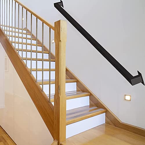 Pasamanos de tubo cuadrado for escaleras interiores, barandilla de escalera de tubo de acero galvanizado de 1 a 20 pies, pasamanos de montaje en pared antideslizante for escaleras interiores al aire l