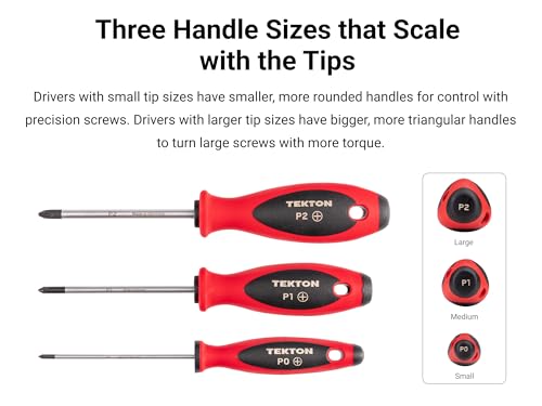Image of TEKTON Phillips and Slotted Screwdriver Set, 4-Piece | DWZ90105 | 4 Inch Shanks, P1 - P2, 5.5 - 6.5 mm, Modular Organizers