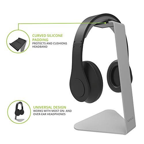 Image of Kanto H1 Universal Headphone Stand - Silver - Solid Steel Construction - Curved Silicone Resting Surface