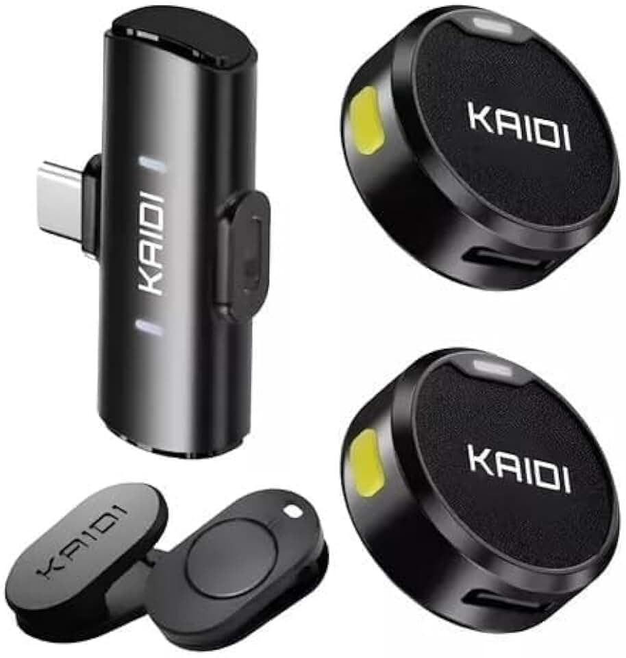 Microfone Sem Fio de Lapela Clip-on Para Celular – Compatível com iPhone 15/16, Android USB-C, Smartphone e Tablet – para Gravação, Vídeo, Podcast, YouTube e Live Streaming - Premium