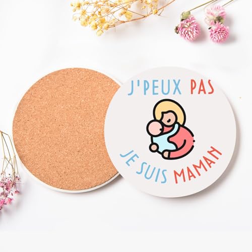 Sous-verre ronds en céramique, cadeau de naissance idéal pour jeune maman