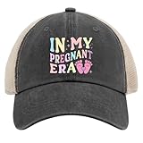 in My Pregnant Era Hat Trucker Hat Men Vintage Mesh Cap for Summer Black