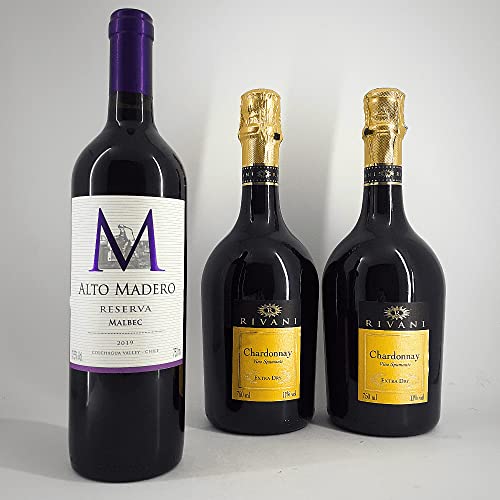 Combo 2 Espumante Rivani, leva junto 1 tinto chileno Malbec