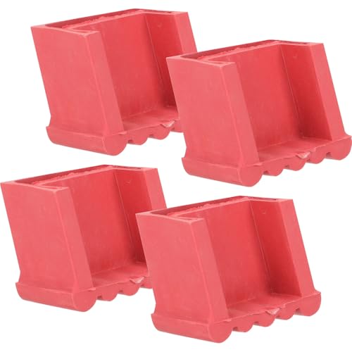 Pies de escalera de goma antideslizante rojos para base estable de 4 piezas 2