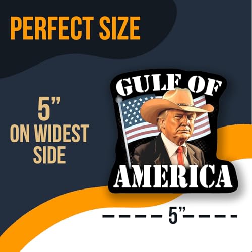 Image of Gulf of America Joke DJT Sticker - Funny Gulf of Mexico Meme Joke Pack - Car Truck Bumper Laptop Flat Surface - 5 Inches 2 Pack - Made in USA - AAS0467 -FBA