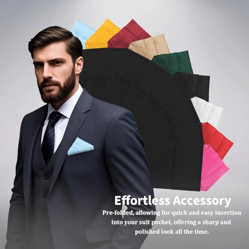 Image of Mens Pre-Folded Pocket Squares on Card Pocket Handkerchief for Suit Accessories