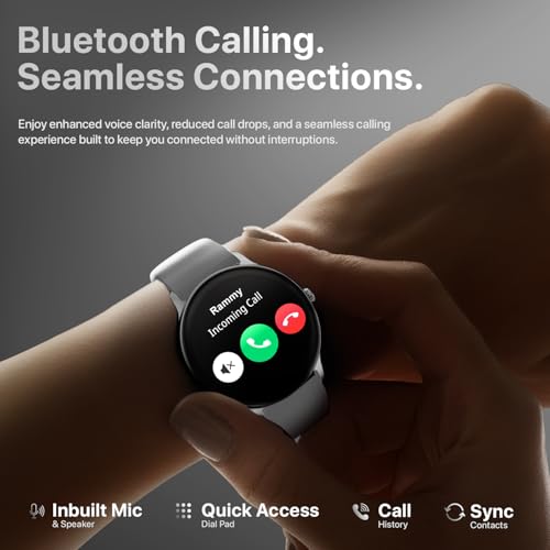 Image of Fire-Boltt Phoenix Pro Round Smart Watch 1.39″ HD Display with Bluetooth Calling, AI Voice Assistant, SpO2 & Heart Rate Monitor, 120+ Sports Modes, IP67 Waterproof Smartwatch for Men & Women - Grey