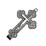 Bwuikim Horquilla para el pelo con diseño de cruces de los años 2000 para mujer, horquillas metálicas vanguardistas, horquillas plateadas, accesorio de moda punk de metal