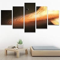 SIGNWIN 5 Panel Canvas Wall Art Modern Art Astronomy & Space Colorful Cosmic Decorative Elements Multicolor Photography for Home Decorations Ready to Hang - 60