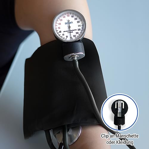 SCIAN Manuelles Blutdruckmessgerät mit Stethoskop - Aneroid Sphygmomanometer zur Messung am Oberarm, Medizinische Versorgung mit Tragetasche für Krankenschwester Doktor Senior Erwachsene (Schwarz) – Bild 6