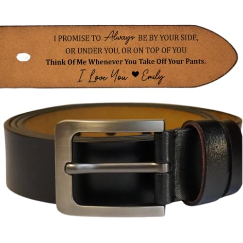 I Promise To Always Be By Your Side, Personalized Engraved Leather Belt for Husband, Custom Hidden Message Leather Belt, Romantic Gift from Wife, Birthday, Anniversary Gift