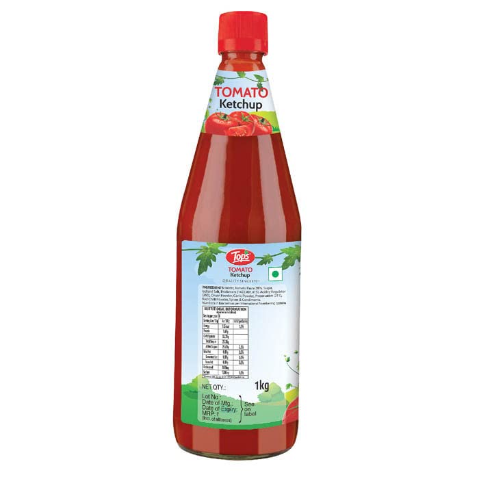 Image of TOPS Tomato Ketchup -1 Kg Glass Bottle | Made with the goodness of juicy hand-picked tomatoes | No Added Colour & Flavour.