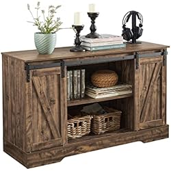 SoBuy FSB60-N Aparador Recibidor con Puerta corrediza de Granero, Compartimento Abierto Armario de Almacenamiento para Comedor salón Cocina 120 x 40 x 70 cm ES