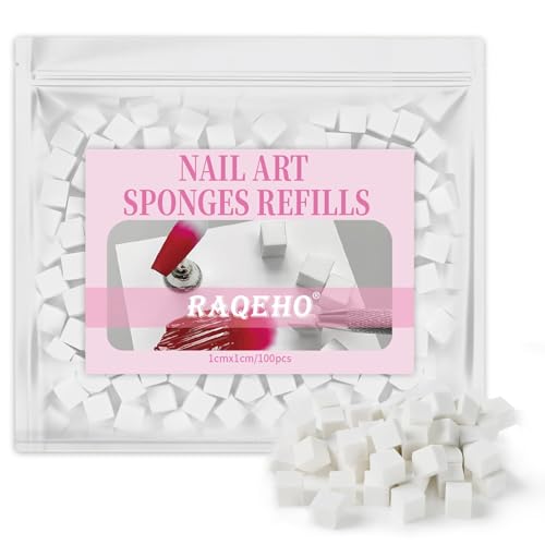 RAQEHO Nail Sponges Refills for Ombre - 100PCS Mini Ombre Nail Sponge Bulk (without Tool) Nail Art Sponge Refill Aura Nail Art Accessories Gradient Nail Tools for Professional Beginners Home Salon Use