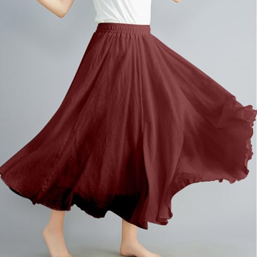Women Full/Ankle Length Elastic Waist Skirts Retro Maxi Chiffon Long Skirt Casual Flowy Bohemian Renaissance Skirts3