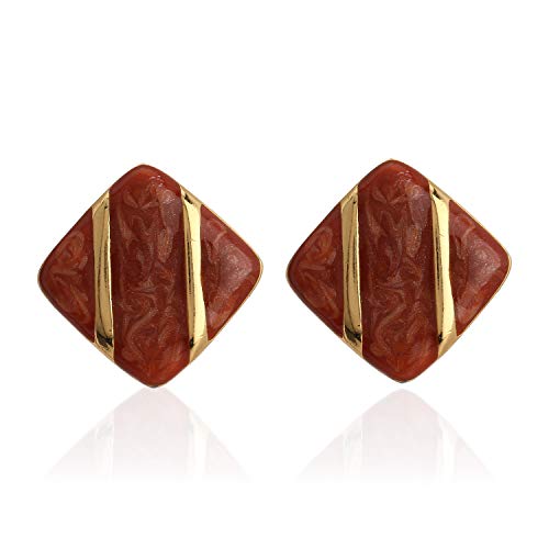 Estele Fashion Jewellery Gold Plated Square Shaped Stud Earrings with Red Enamel for Girls and Women-671/709 GT-RD ER (B08CPX7GMP) Amazon Price History, Amazon Price Tracker